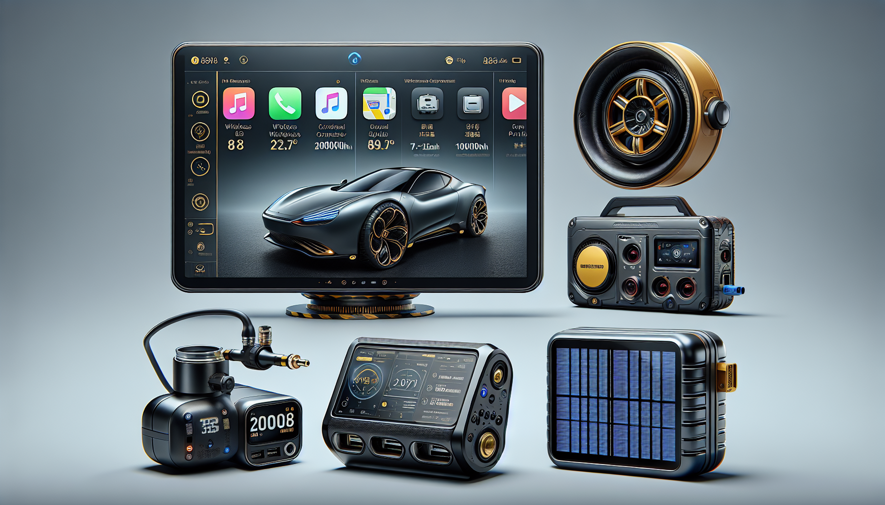 Top 3 Smart Car Devices for 2025: AuraOfTech's 7-Inch Wireless Apple CarPlay Screen, Electric Air Compressor Pump, & Solar Power Bank!