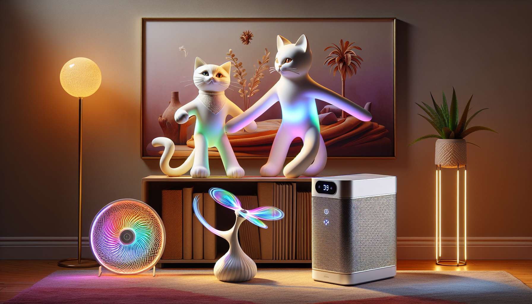 Top 3 Smart Home Accents for 2025: Colorful Cat Couple Sculptures, Hand-Controlled Flying Spinner, True HEPA Air Purifier - AuraOfTech