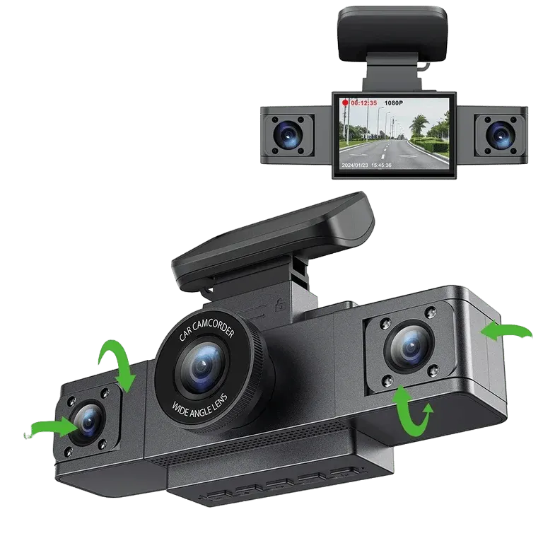 3 Channel Dash Cam with 24-Hour Parking Monitor – AuraOfTech